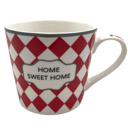 Large Porcelain Mug with Checkered Design - Lunaz Shop