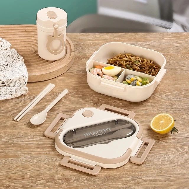 Squared Plastic Lunch Box with Cutlery - Lunaz Shop