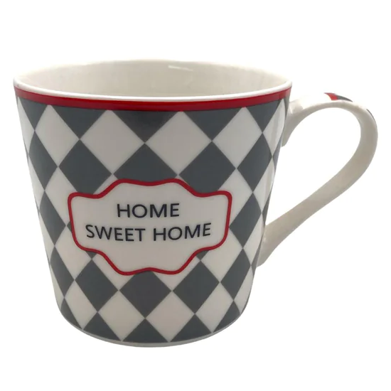Large Porcelain Mug with Checkered Design - Lunaz Shop