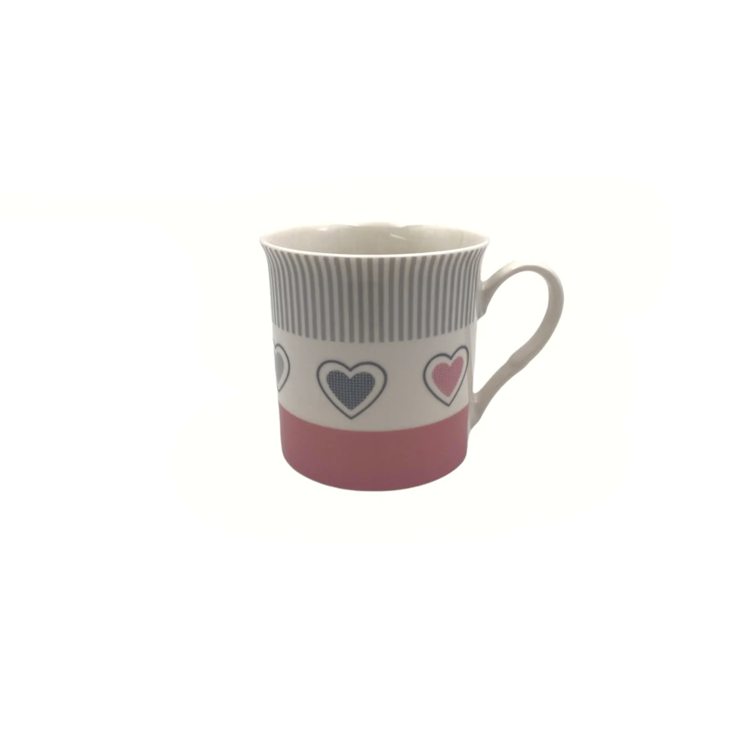 Short Porcelain Mug with Pink/Gray Heart Designs - Lunaz Shop
