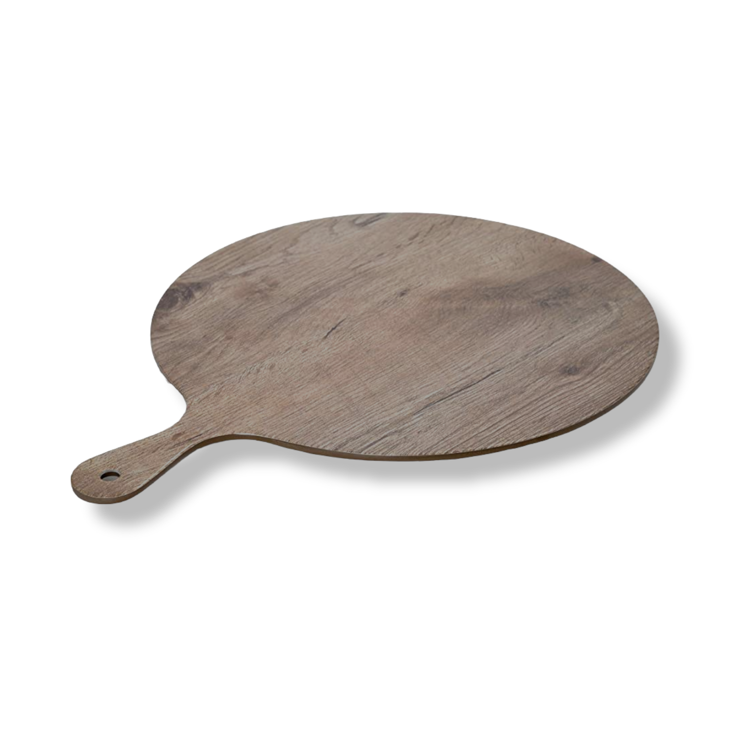 32cm Melamine round plate with a handle and a wooden-look finish - Lunaz Shop
