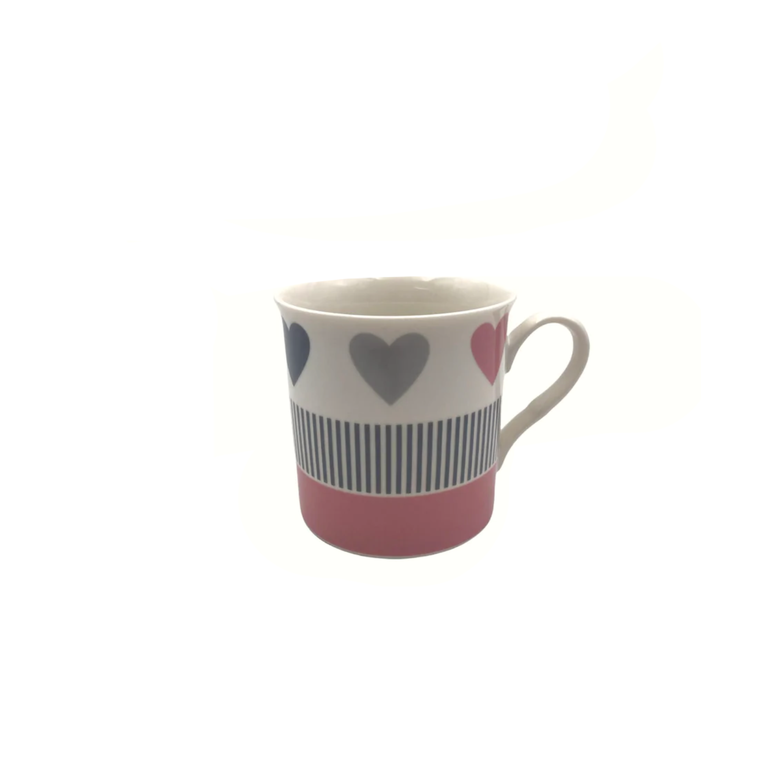 Short Porcelain Mug with Pink/Gray Heart Designs - Lunaz Shop