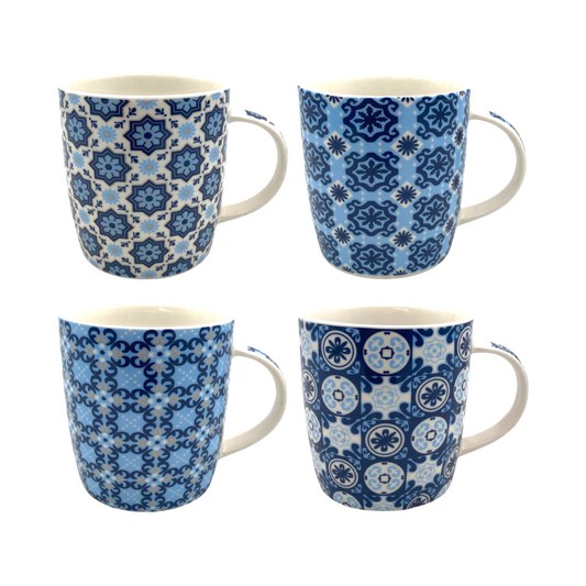 Porcelain Mug with Blue Moroccan Design - Lunaz Shop
