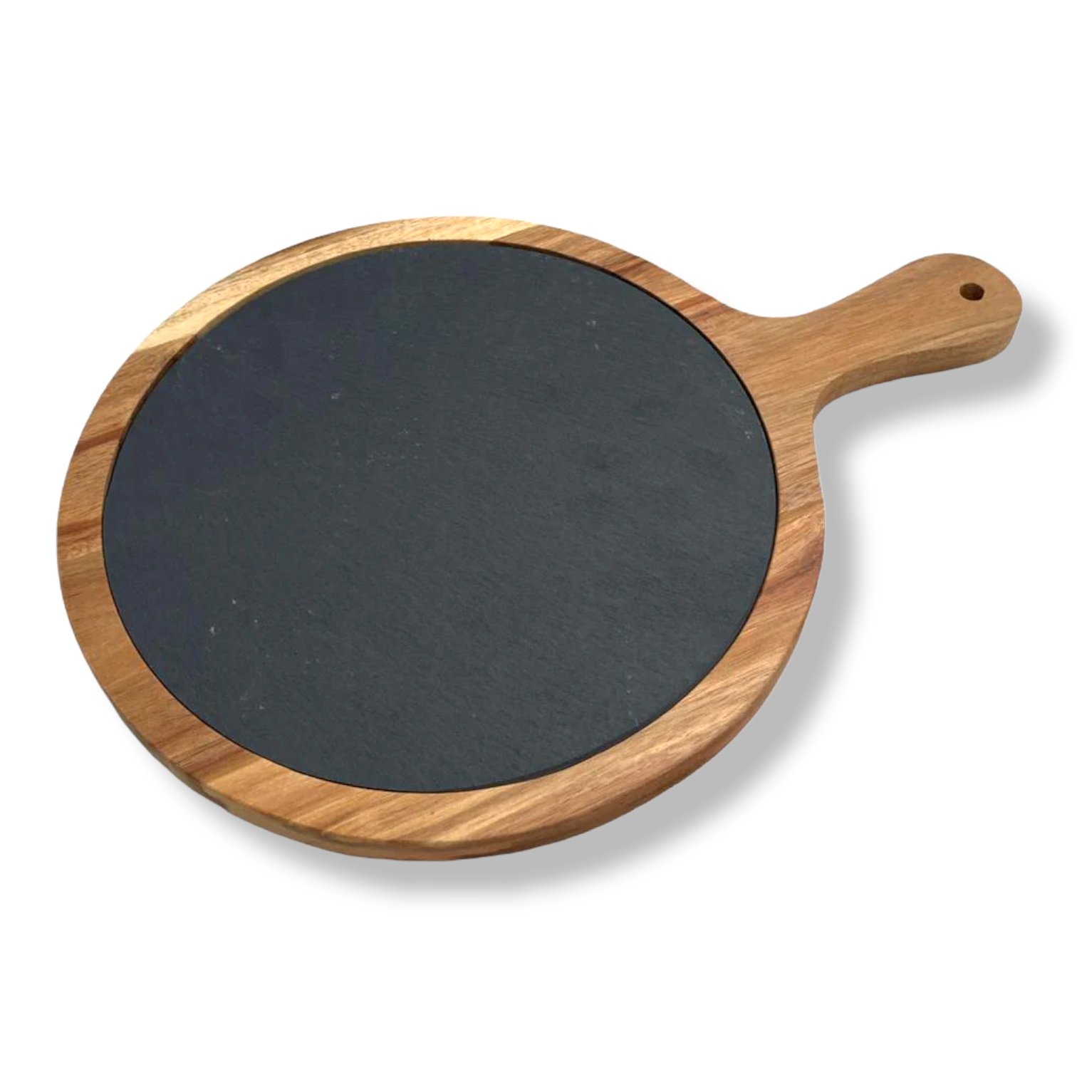 Round Wooden Board with Natural Slate - Lunaz Shop