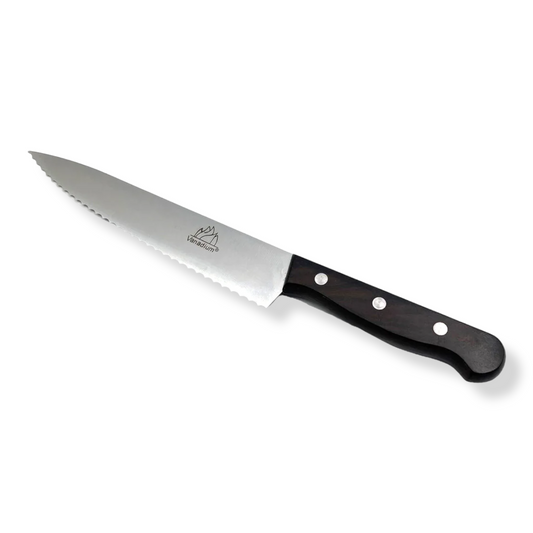 Serrated Chef Knife with Wooden Handle 20cm - Lunaz Shop