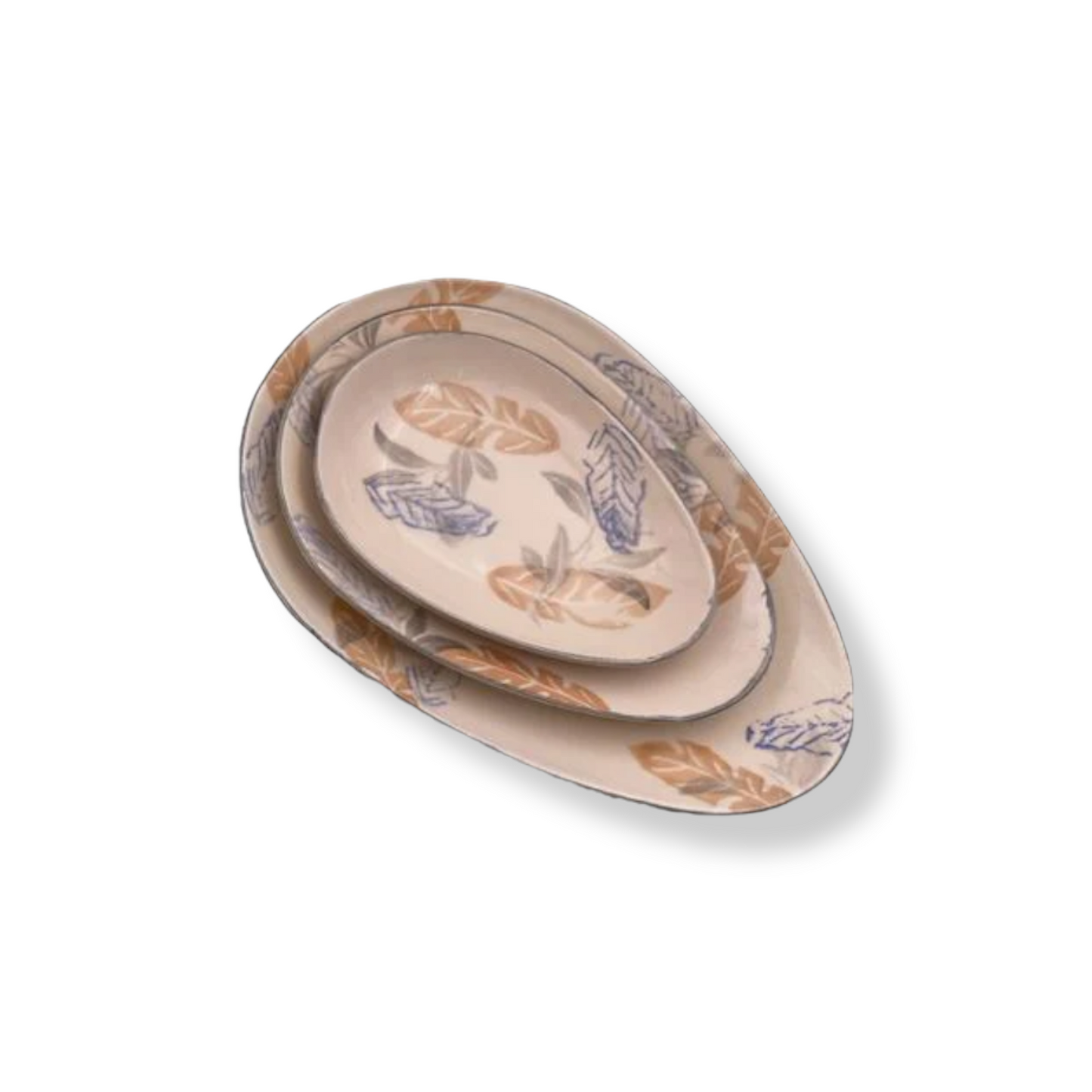 Decorated Ceramic Drop Shape Plates Set of 3 - Lunaz Shop