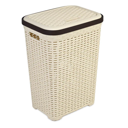 Rattan Plastic Laundry Basket 60 lt - Lunaz Shop