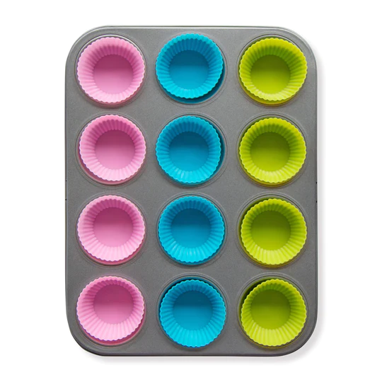 12 Serves Muffin Pan with Silicone Cups - Lunaz Shop