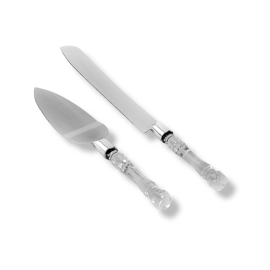Knife and Server Set Faux Crystal Handles - Lunaz Shop