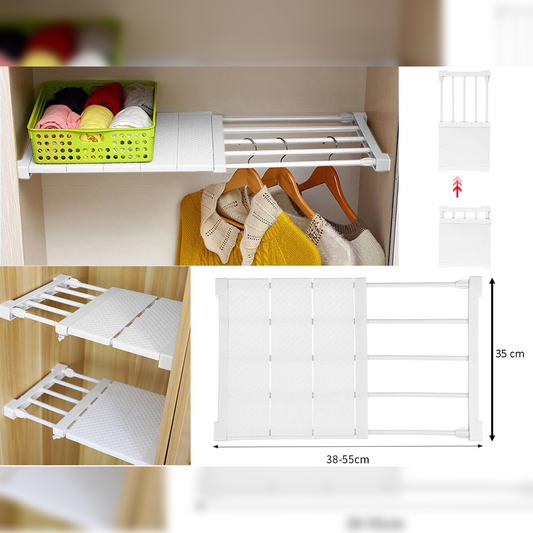 DIY Extendable Closet Cabinet Wardrobe Shelf 38 to 55 cm - Lunaz Shop