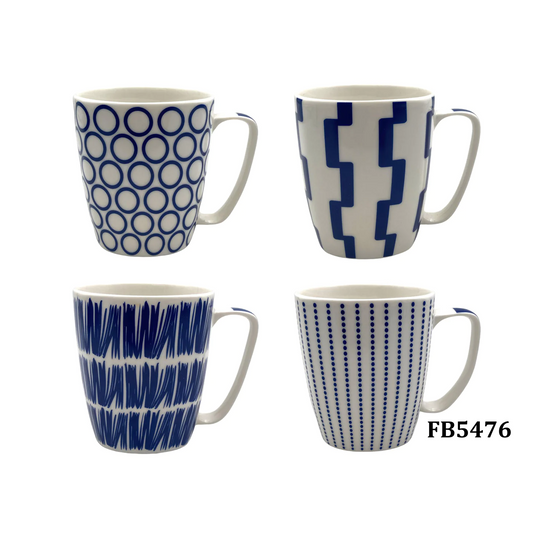 Large Squared Porcelain Mug with Bleu design - Lunaz Shop