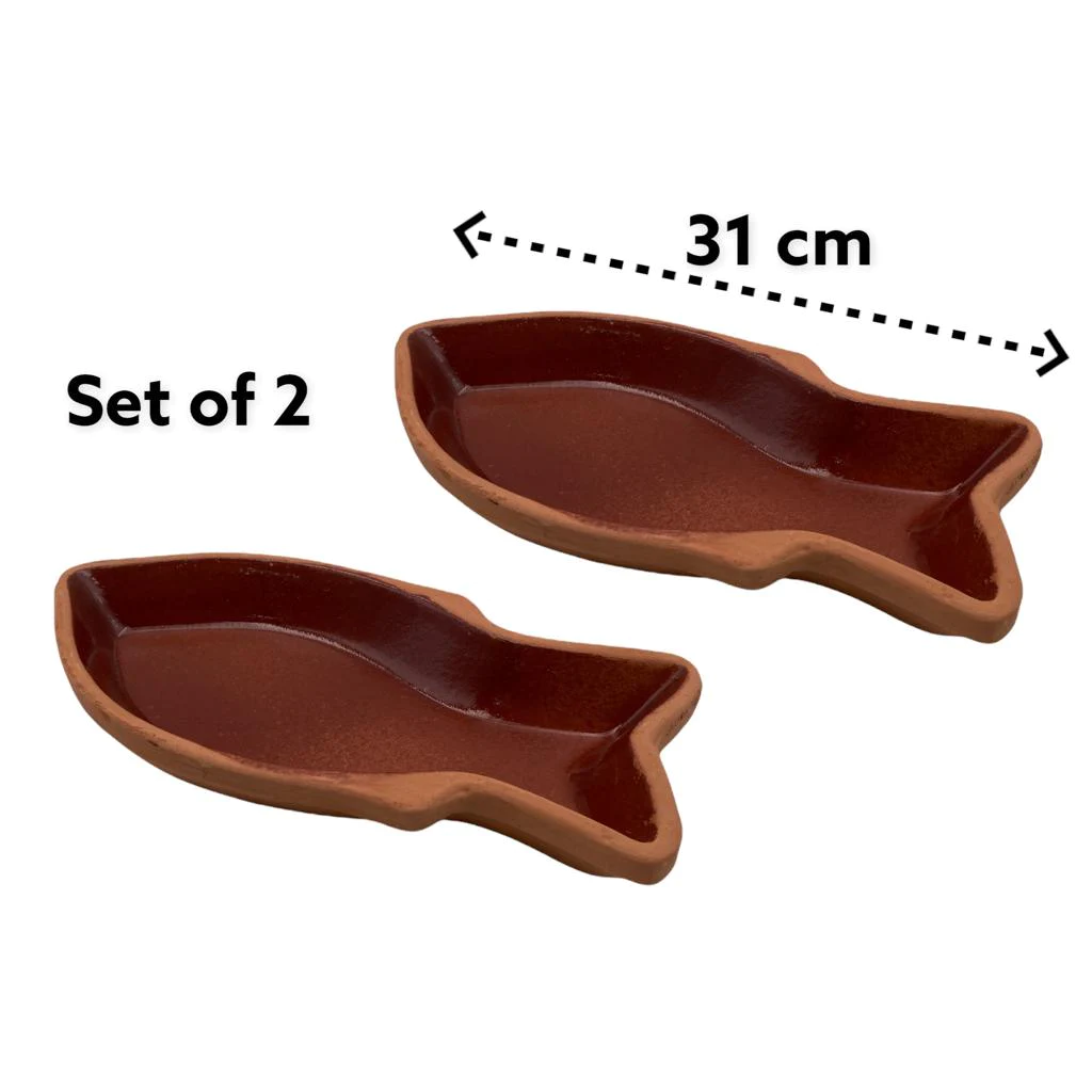 Set of fish shape clay bowls 31 cm - Lunaz Shop