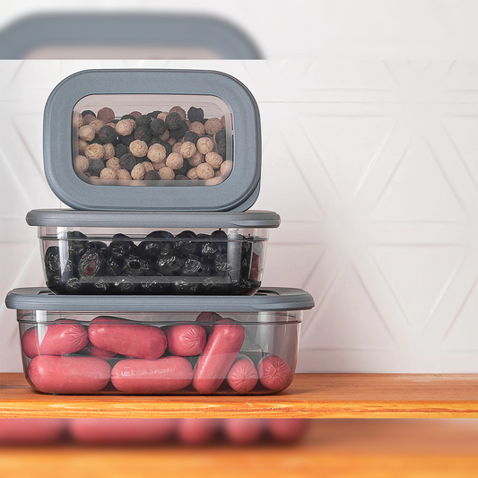 Set of 3 Poli Food Storage Box with Silicon Rim Cover - Lunaz Shop