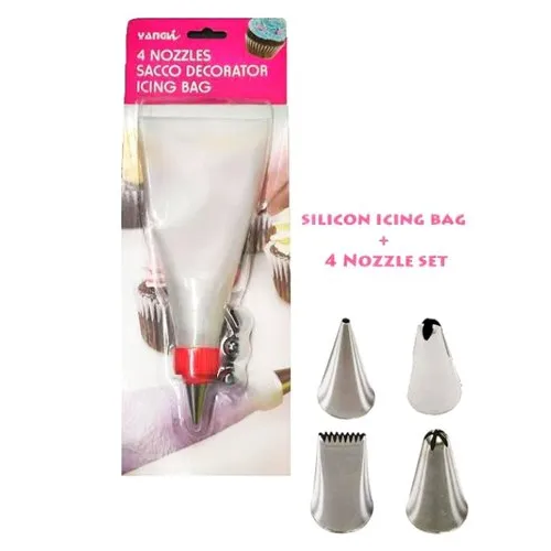 Decorating Icing Bag with 4 SS Nozzles - Lunaz Shop