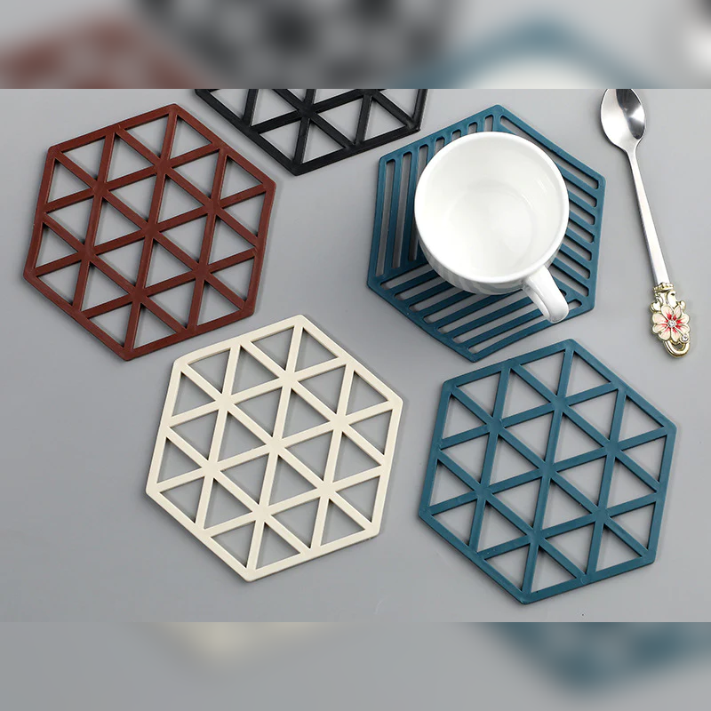 Set of 4 Silicon Heat Pad Hexagon Shape - Lunaz Shop