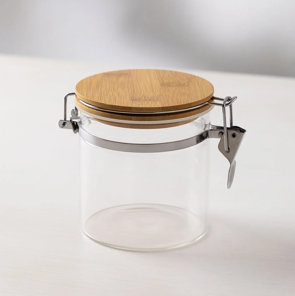 Acrylic Round Jar with wooden lid; 0.4 lt - Lunaz Shop